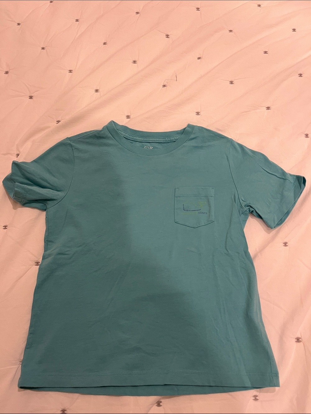 Vineyard Vines Boys Size 6 Teal Whale Pocket T-Shirt